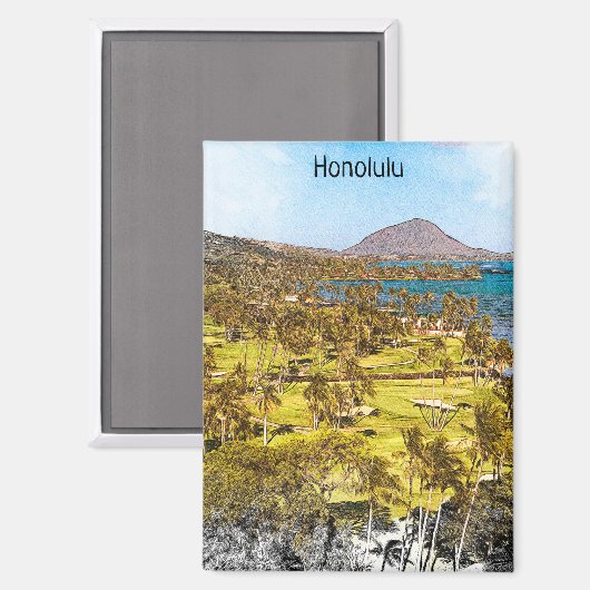美しいホノルルオアフ風景旅行 マグネット (正面/裏面)