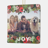 美しいホリデーボタニカルジョイタイプフォト セラミックオーナメント (左)