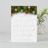 美しいホリーとオーナメントクリスマス恵み 箔招待状 (立ち正面)