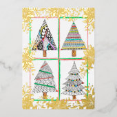 美しいホリーとオーナメントクリスマス恵みF 箔招待状 (正面)