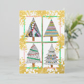 美しいホリーとオーナメントクリスマス恵みF 箔招待状 (立ち正面)