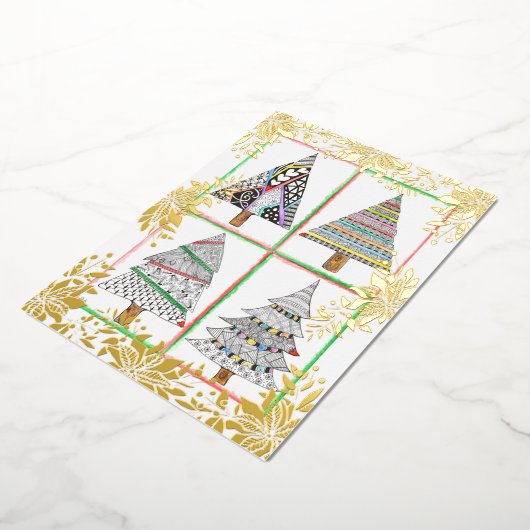 美しいホリーとオーナメントクリスマス恵みF 箔招待状 (回転した状態)