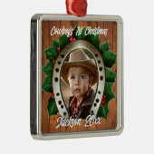 美しいホリーと馬蹄型の初めてのクリスマス メタルオーナメント (右)