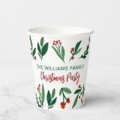 美しいホリーベリークリスマスパーソナライズされたパーティー 紙コップ (裏面)