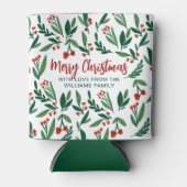 美しいホリーベリークリスマスパーソナライズされたパーティー 缶クーラー (正面)