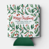 美しいホリーベリークリスマスパーソナライズされたパーティー 缶クーラー (裏面)