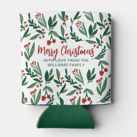 美しいホリーベリークリスマスパーソナライズされたパーティー 缶クーラー (裏面)