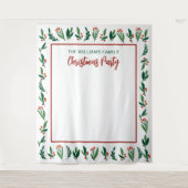 美しいホリーベリークリスマスパーティーフォトブース タペストリー (正面)