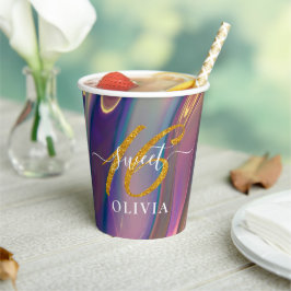 美しいホログラフィックスイート16紙カップ 紙コップ