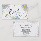 *~*美しいホログラフ金ゴールドグリッター 名刺 (正面/裏面)