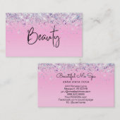 *~*美しいホログラム·ピンク·グリッター 名刺 (正面/裏面)