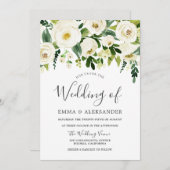 美しいホワイトウェディングフラワーオールシーズンズ招待状 招待状 (正面/裏面)