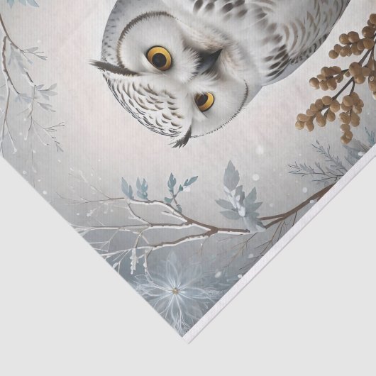 美しいホワイトスノーウィークフクロウ冬テーマ 薄葉紙 (詳細)