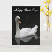 美しいホワイトスワンカスタム誕生日カード カード (黄色い花)