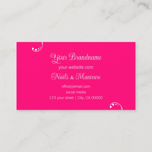 美しいホワイトピンクシック華美ポートレート写真 名刺 (裏面)