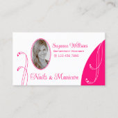 美しいホワイトピンクシック華美ポートレート写真 名刺 (正面)