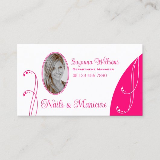 美しいホワイトピンクシック華美ポートレート写真 名刺 (正面)