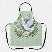 美しいホワイトピース鳩 エプロン (正面)