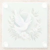 美しいホワイトピース鳩 ガラスコースター (裏面)
