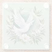 美しいホワイトピース鳩 ガラスコースター (裏面)