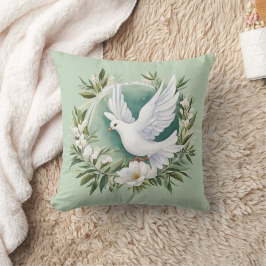 美しいホワイトピース鳩 クッション (ブランケット)
