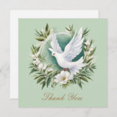 美しいホワイトピース鳩 サンキューカード (正面/裏面)