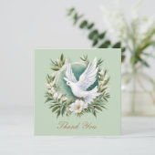 美しいホワイトピース鳩 サンキューカード (スタンド正面)