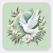 美しいホワイトピース鳩 スクエアシール (正面)