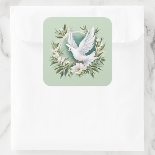 美しいホワイトピース鳩 スクエアシール (バッグ)