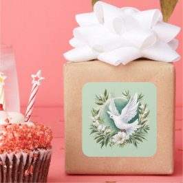 美しいホワイトピース鳩 スクエアシール