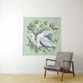 美しいホワイトピース鳩 タペストリー (インサイチュ(横))