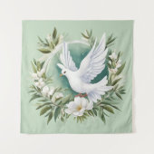 美しいホワイトピース鳩 タペストリー (正面)