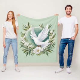 美しいホワイトピース鳩 フリースブランケット