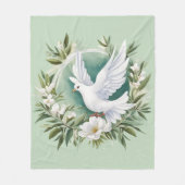 美しいホワイトピース鳩 フリースブランケット (正面)