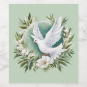 美しいホワイトピース鳩 ワインラベル (シングルラベル)