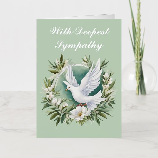 美しいホワイトピース鳩 箔シーズンカード (正面)