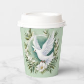 美しいホワイトピース鳩 紙コップ (正面)