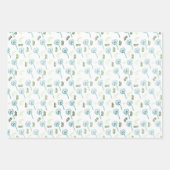 美しいホワイトブルーデイジー葉パターン ラッピングペーパーシート (正面3)