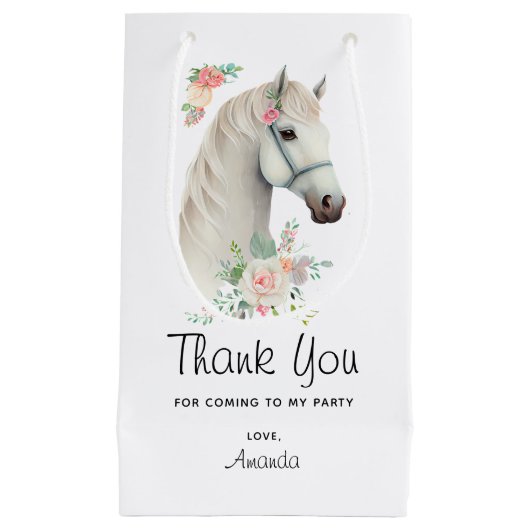 美しいホワイトホースbohoフローラありがとう スモールペーパーバッグ (正面)