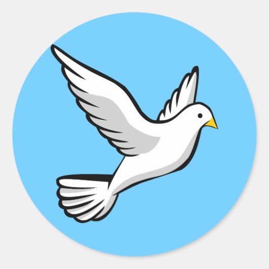 美しいホワイト鳩アニメーションイラストレーション ラウンドシール (正面)