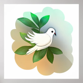 美しいホワイト鳩 ポスター