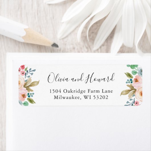 美しいボタニカルウォーターカラーシックフローラ ラベル (インサイチュ)