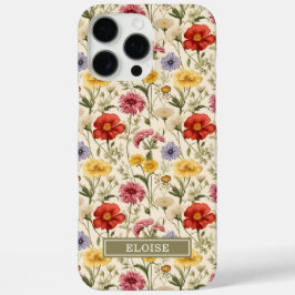 美しいボタニカルウォーターカラー ワイルドフラワーの名前 iPhone 16 PRO MAXケース