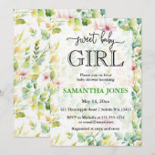 美しいボタニカル水彩の野生の花 招待状 (正面/裏面)