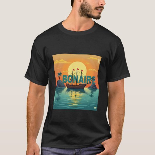 美しいボナイレスの夕日 abc 諸島 tシャツ (正面)