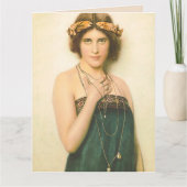 美しいボヘミアンヴィンテージのレディー誕生日カード サンキューカード (正面)