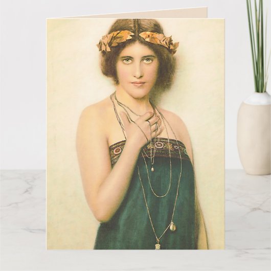 美しいボヘミアンヴィンテージのレディー誕生日カード サンキューカード (正面)