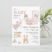 美しいボヘミアン風の女の子のベビーシャワー 招待状 (スタンド正面)