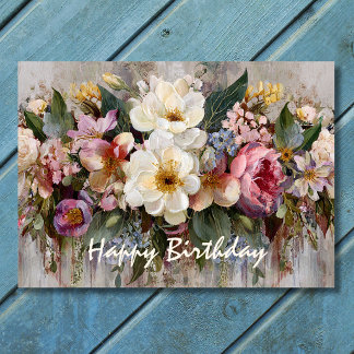 美しいボヘミアン風の野の花の誕生日 カード