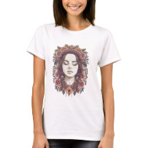 美しいボヘミアン風フラワール・ガールTシャツ